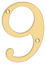 Deltana RN6-9 lifetime polished brass address number