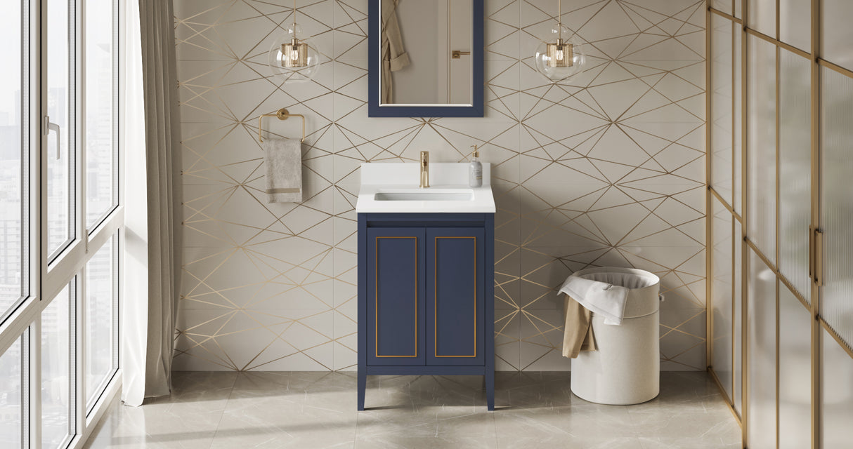 Jeffrey Alexander Percival 24" Hale Blue Single Sink Bathroom Vanity with White Quartz Top - 8 in. Widespread Faucet Top - VKITPER24BLWQR1 product image 6