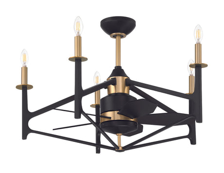 Craftmade RSV32FBSB5 24" The Reserve 32 Ceiling Fan in Flat Black / Satin Brass