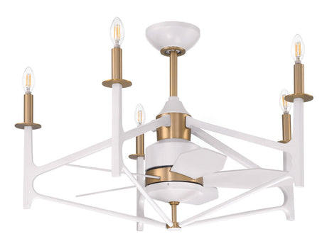 Craftmade RSV32WSB5 24" The Reserve 32 Ceiling Fan in White / Satin Brass