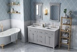 Jeffrey Alexander Chatham 60" Grey Double Sink Bathroom Vanity with White Carrara Marble Top - 8 in. Widespread Faucet Top - VKITCHA60GRWCR product image 7