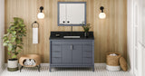Jeffrey Alexander Theodora 48" Blue Steel Single Sink Bathroom Vanity with Black Granite Top - 8 in. Widespread Faucet Top product image 6