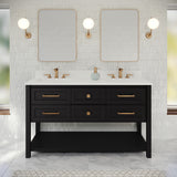 Jeffrey Alexander Kipling 60" Black Double Sink Bathroom Vanity with White Quartz Top - 8 in. Widespread Faucet Top