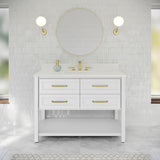Jeffrey Alexander Kipling 49" White Single Sink Bathroom Vanity with White Quartz Top - Single-Hole Faucet Top