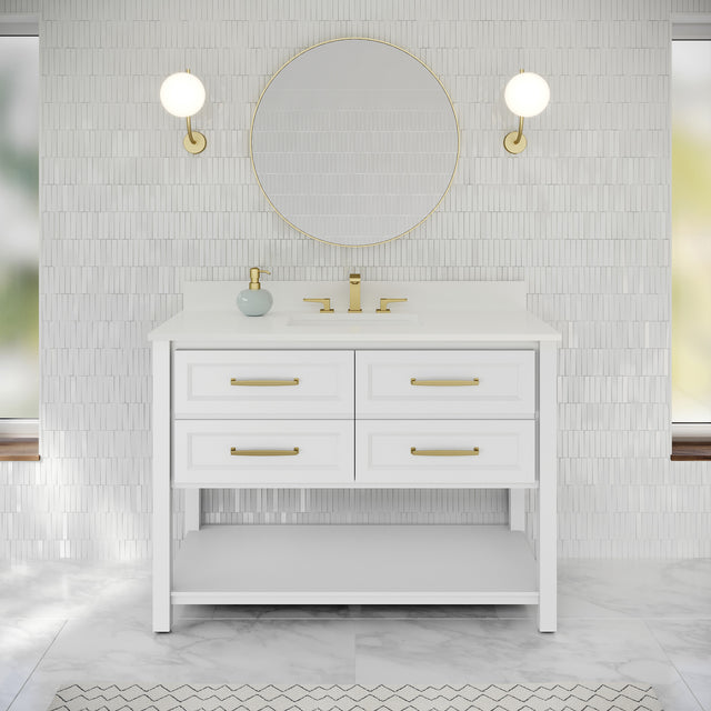 Jeffrey Alexander Kipling 49" White Single Sink Bathroom Vanity with White Quartz Top - Single-Hole Faucet Top