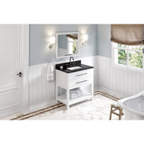 Jeffrey Alexander Wavecrest 36" White Single Sink Bathroom Vanity with Black Granite Top - 8 in. Widespread Faucet Top