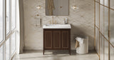Jeffrey Alexander Percival 36" Dark Walnut Single Sink Bathroom Vanity with White Resin Top - 8 in. Widespread Faucet Top product image 6
