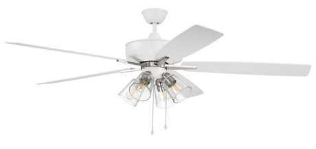 Craftmade S104WPLN5-60WWOK 60" Super Pro 104 Ceiling Fan in White / Polished Nickel