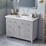 Jeffrey Alexander Chatham 48" Grey Single Sink Bathroom Vanity with White Carrara Marble Top - 8 in. Widespread Faucet Top product image 2