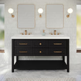 Jeffrey Alexander Kipling 60" Black Double Sink Bathroom Vanity with White Resin Top - 8 in. Widespread Faucet Top
