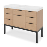 Jeffrey Alexander Gardner 49" Natural Oak Single Sink Bathroom Vanity with White Resin Top - Single-Hole Faucet Top - VKGAR48NOSQRE