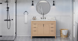 Jeffrey Alexander Theodora 48" Natural Oak Single Sink Bathroom Vanity with Calacatta Vienna Quartz Top - 8 in. Widespread Faucet Top product image 6