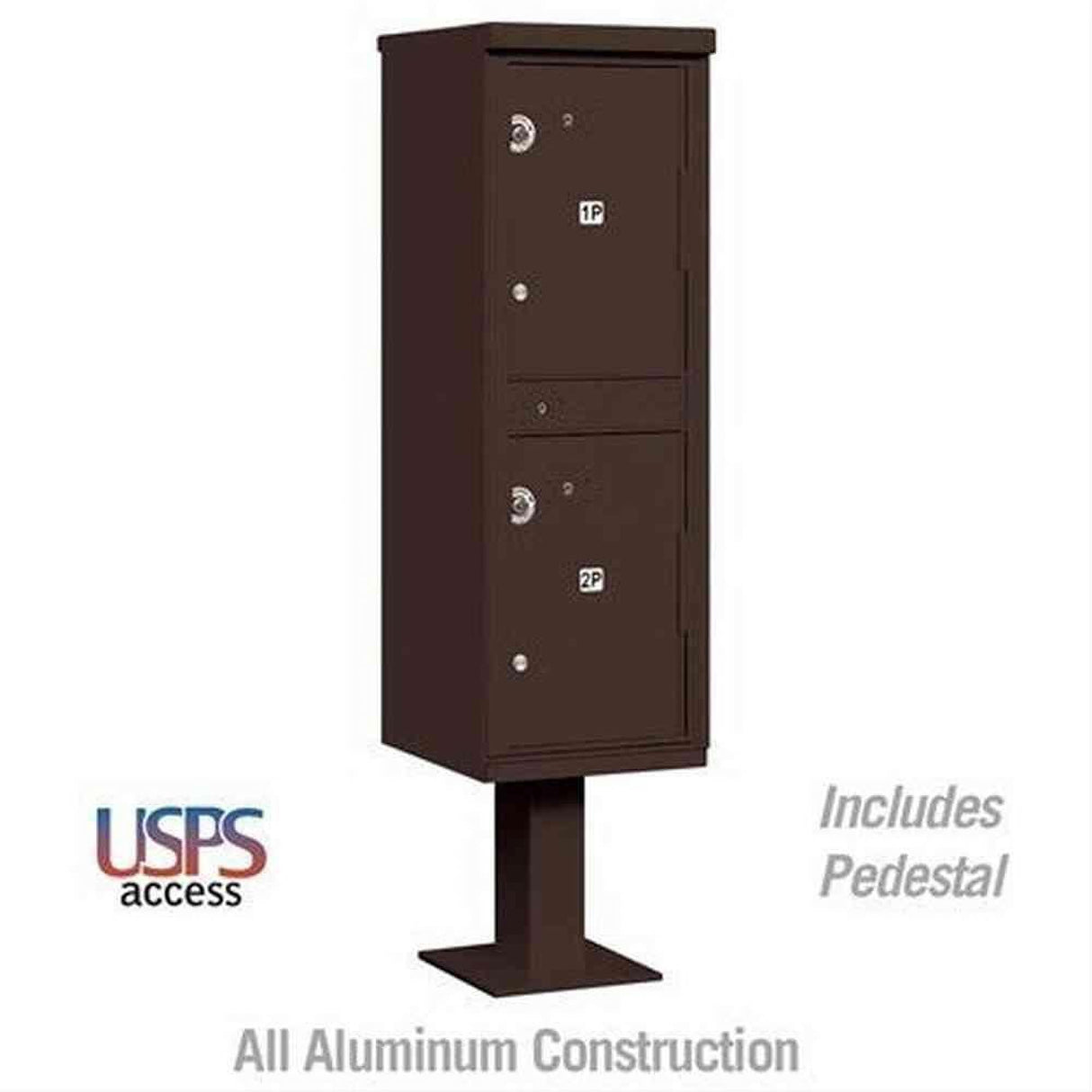 Salsbury Industries 3302GRY-U 3302-U Outdoor Parcel Locker 2 Compartments USPS Access Gray