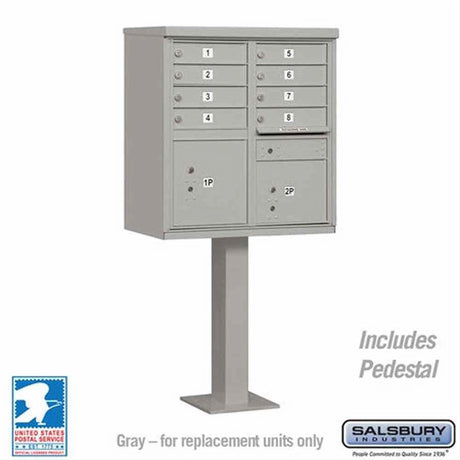 Salsbury Industries 3308GRY-U 3308-U Cluster Box Unit 8 A Size Doors Type I USPS Access Gray