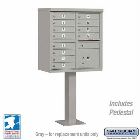 Salsbury Industries 3312GRY-U 3312-U Cluster Box Unit 12 A Size Doors Type II USPS Access Gray