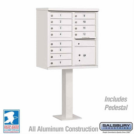 Salsbury Industries 3312WHT-U 3312-U Cluster Box Unit 12 A Size Doors Type II USPS Access White