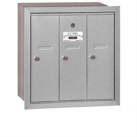 Salsbury Industries 3503ARU 3503-RU Vertical Mailbox 3 Doors Recessed Mounted USPS Access Aluminum