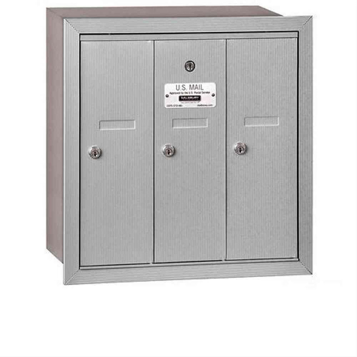 Salsbury Industries 3503ARU 3503-RU Vertical Mailbox 3 Doors Recessed Mounted USPS Access Aluminum