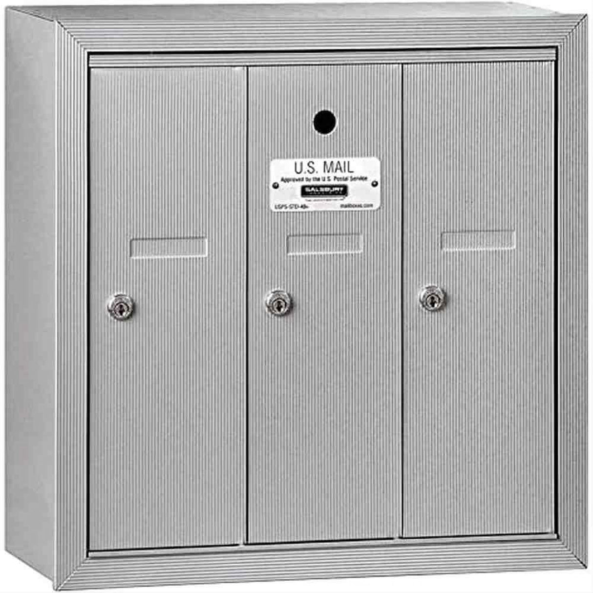Salsbury Industries 3503ASU 3503-SU Vertical Mailbox 3 Doors Surface Mounted USPS Access Aluminum