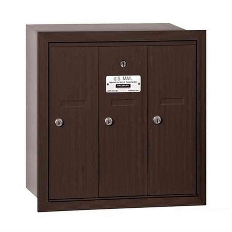 Salsbury Industries 3503ZRP 3503-RP Vertical Mailbox 3 Doors Recessed Mounted Private Access Bronze