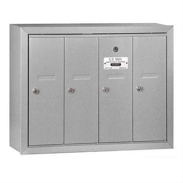 Salsbury Industries 3504ASU 3504-SU Vertical Mailbox 4 Doors Surface Mounted USPS Access Aluminum