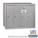 Salsbury Industries 3504ARU 3504-RU Vertical Mailbox 4 Doors Recessed Mounted USPS Access Aluminum