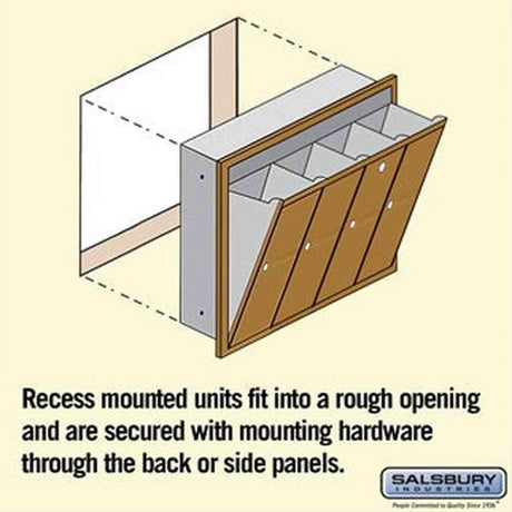 Salsbury Industries 3504BRU 3504-RU Vertical Mailbox 4 Doors Recessed Mounted USPS Access Brass