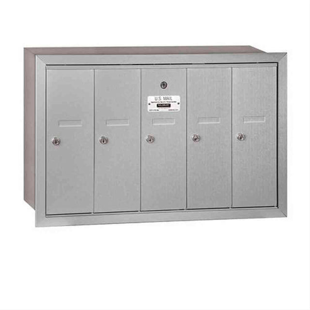 Salsbury Industries 3505ARU 3505-RU Vertical Mailbox 5 Doors Recessed Mounted USPS Access Aluminum