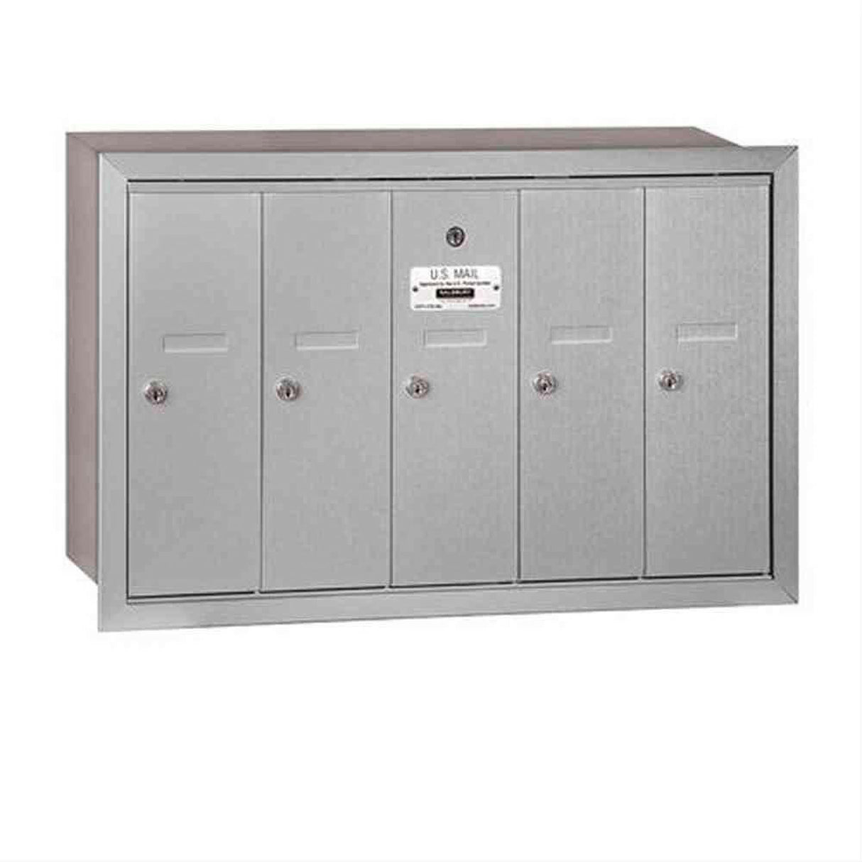 Salsbury Industries 3505ARU 3505-RU Vertical Mailbox 5 Doors Recessed Mounted USPS Access Aluminum