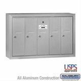 Salsbury Industries 3505ASU 3505-SU Vertical Mailbox 5 Doors Surface Mounted USPS Access Aluminum