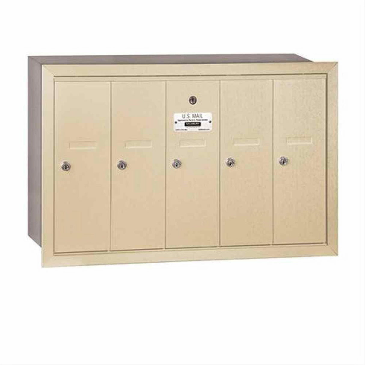 Salsbury Industries 3505SRU 3505-RU Vertical Mailbox 5 Doors Recessed Mounted USPS Access Sandstone