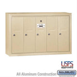 Salsbury Industries 3505SSU 3505-SU Vertical Mailbox 5 Doors Surface Mounted USPS Access Sandstone