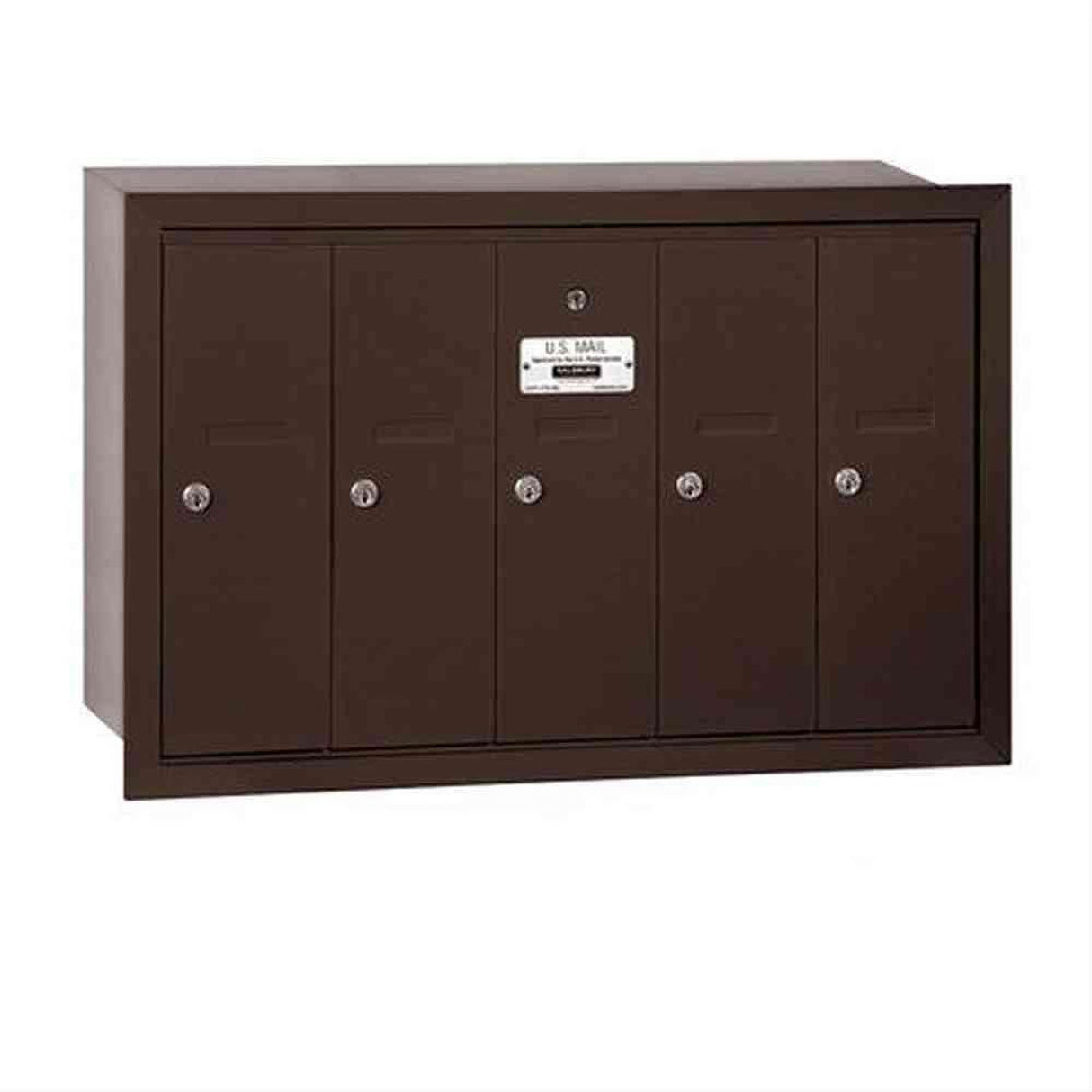 Salsbury Industries 3505ZRU 3505-RU Vertical Mailbox 5 Doors Recessed Mounted USPS Access Bronze