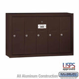 Salsbury Industries 3505ZSU 3505-SU Vertical Mailbox 5 Doors Surface Mounted USPS Access Bronze