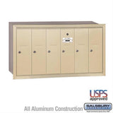 Salsbury Industries 3506SRU 3506-RU Vertical Mailbox 6 Doors Recessed Mounted USPS Access Sandstone