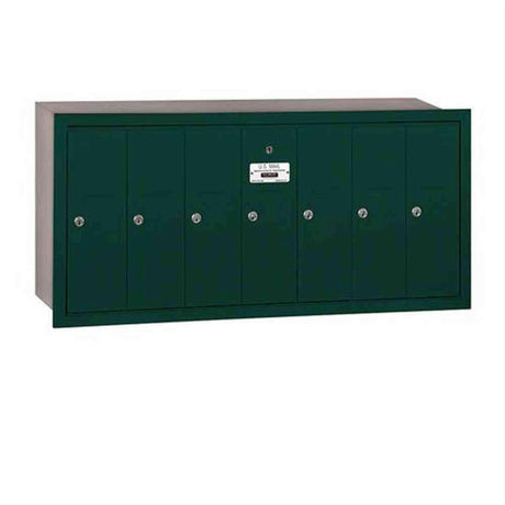 Salsbury Industries 3507GRU 3507-RU Vertical Mailbox 7 Doors Recessed Mounted USPS Access Green