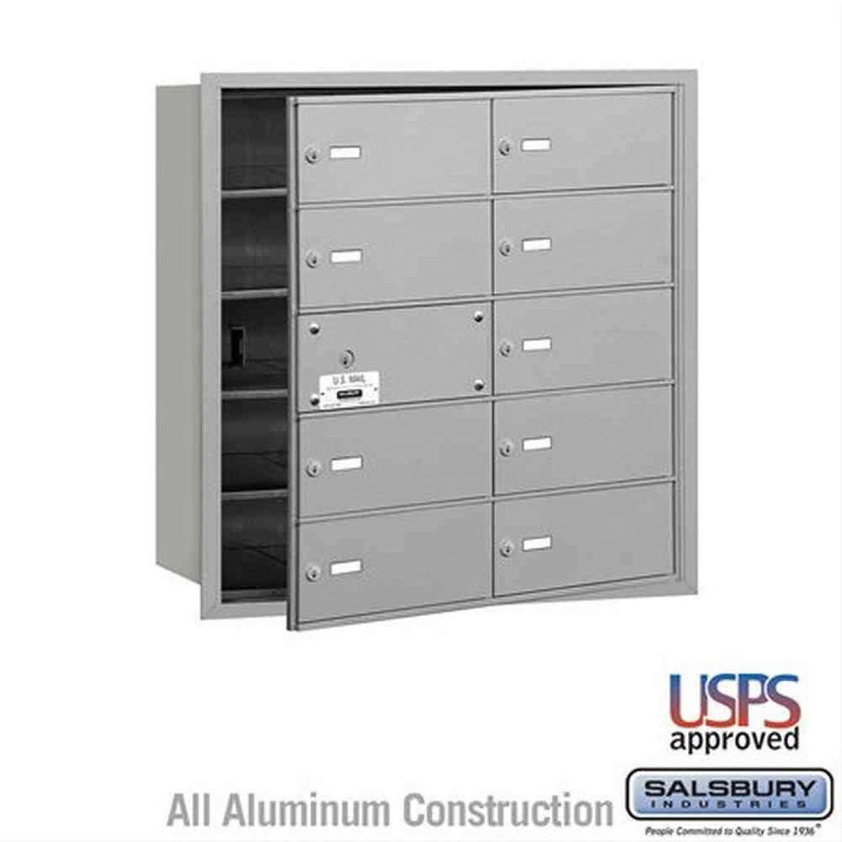 Salsbury Industries 3610AFU 3610-FU 4B+ Horizontal Mailbox 10 B Doors Front Loading USPS Access Aluminum