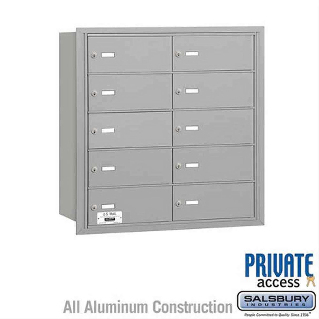 Salsbury Industries 3610ARP 3610-RP 4B+ Horizontal Mailbox 10 B Doors Rear Loading Private Access Aluminum