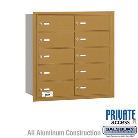 Salsbury Industries 3610GRP 3610-RP 4B+ Horizontal Mailbox 10 B Doors Rear Loading Private Access Gold
