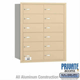 Salsbury Industries 3612SRP 3612-RP 4B+ Horizontal Mailbox 12 B Doors Rear Loading Private Access Sandstone