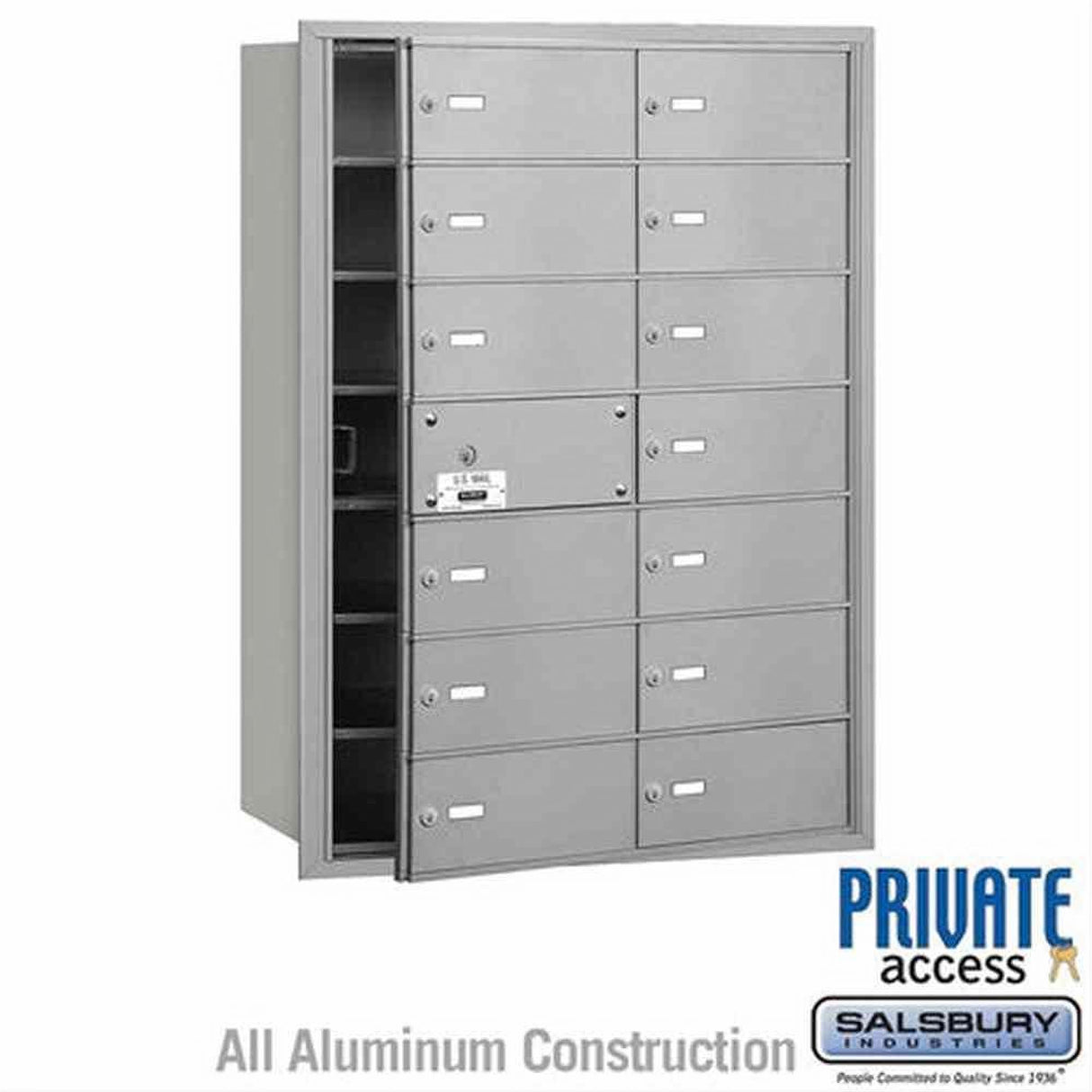 Salsbury Industries 3614AFP 3614-FP 4B+ Horizontal Mailbox 14 B Doors Front Loading Private Access Aluminum