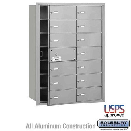 Salsbury Industries 3614AFU 3614-FU 4B+ Horizontal Mailbox 14 B Doors Front Loading USPS Access Aluminum