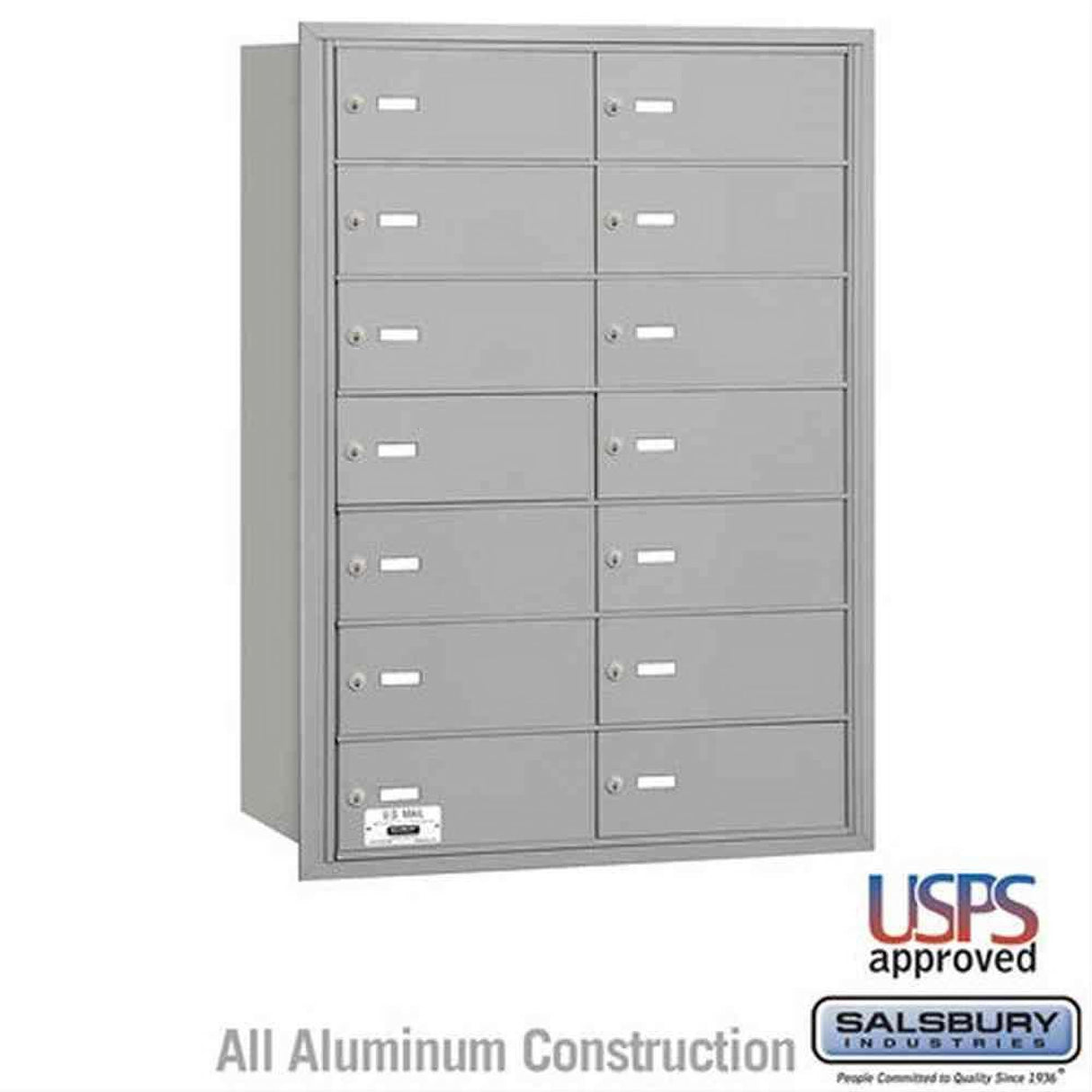 Salsbury Industries 3614ARU 3614-RU 4B+ Horizontal Mailbox 14 B Doors Rear Loading USPS Access Aluminum