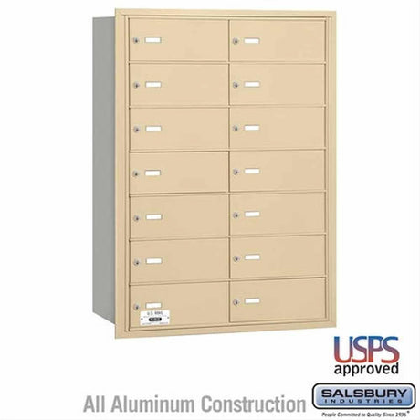 Salsbury Industries 3614SRU 3614-RU 4B+ Horizontal Mailbox 14 B Doors Rear Loading USPS Access Sandstone