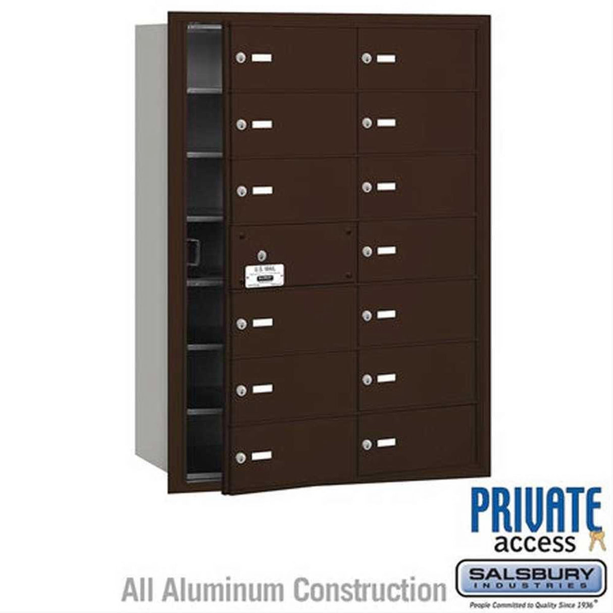 Salsbury Industries 3614ZFP 3614-FP 4B+ Horizontal Mailbox 14 B Doors Front Loading Private Access Bronze