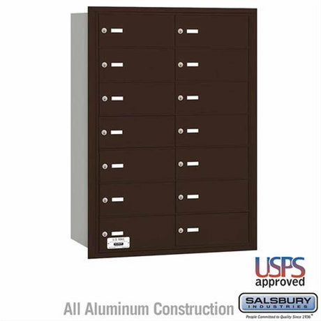 Salsbury Industries 3614ZRU 3614-RU 4B+ Horizontal Mailbox 14 B Doors Rear Loading USPS Access Bronze