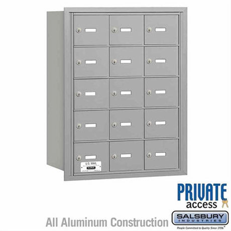 Salsbury Industries 3615ARP 3615-RP 4B+ Horizontal Mailbox 15 A Doors Rear Loading Private Access Aluminum