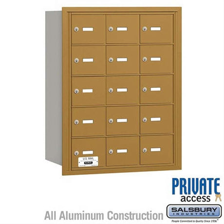 Salsbury Industries 3615GRP 3615-RP 4B+ Horizontal Mailbox 15 A Doors Rear Loading Private Access Gold