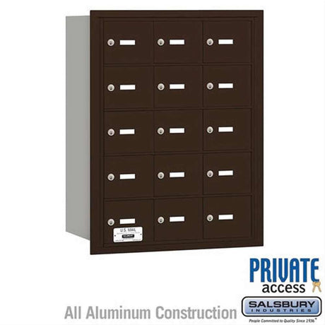 Salsbury Industries 3615ZRP 3615-RP 4B+ Horizontal Mailbox 15 A Doors Rear Loading Private Access Bronze