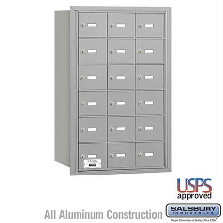 Salsbury Industries 3618ARU 3618-RU 4B+ Horizontal Mailbox 18 A Doors Rear Loading USPS Access Aluminum